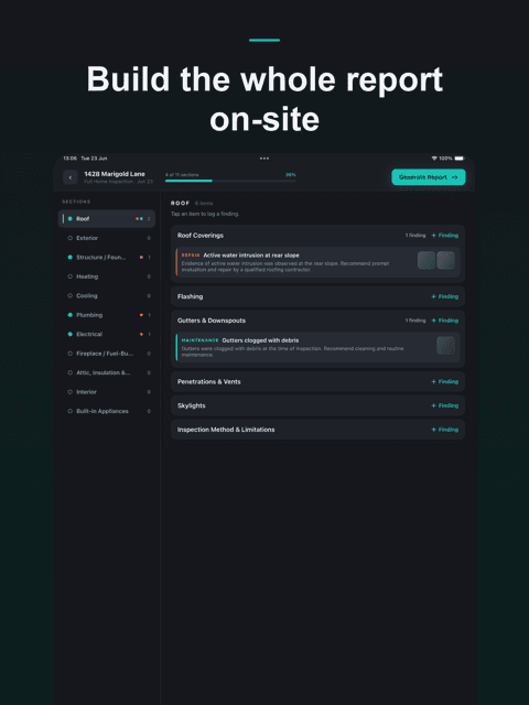 FieldReport app shown on iPhone