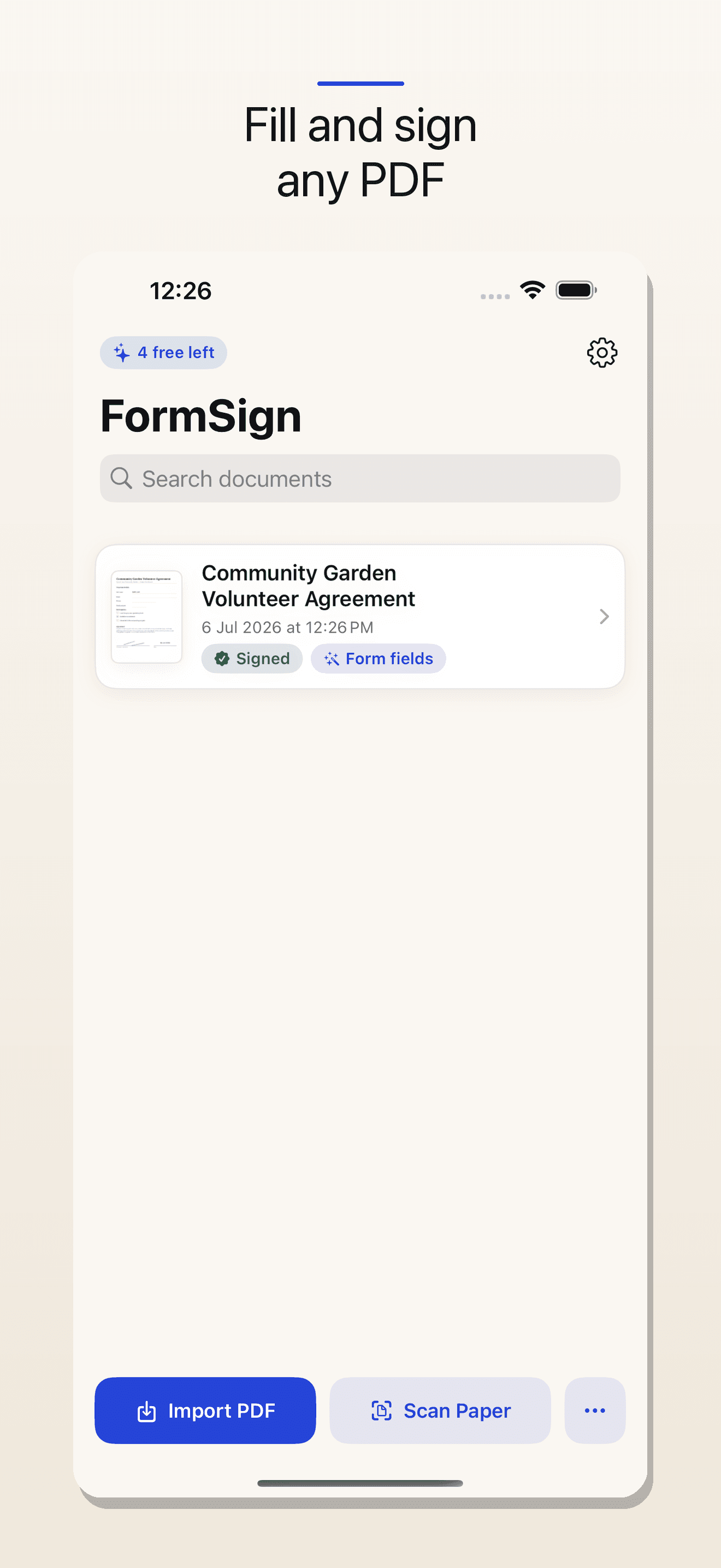 FormSign app shown on iPhone