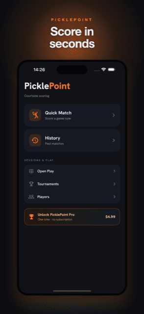 PicklePoint app shown on iPhone