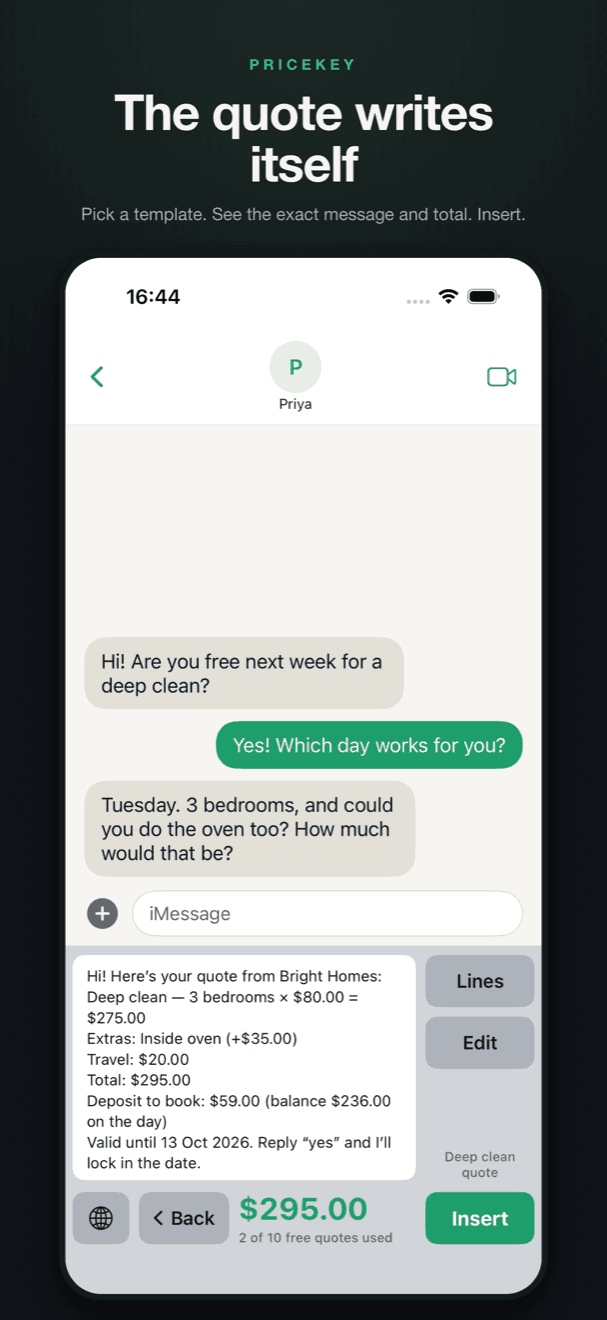 PriceKey app shown on iPhone
