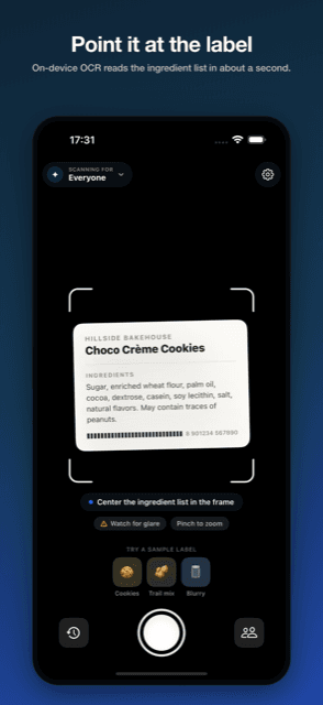 SafeBite app shown on iPhone