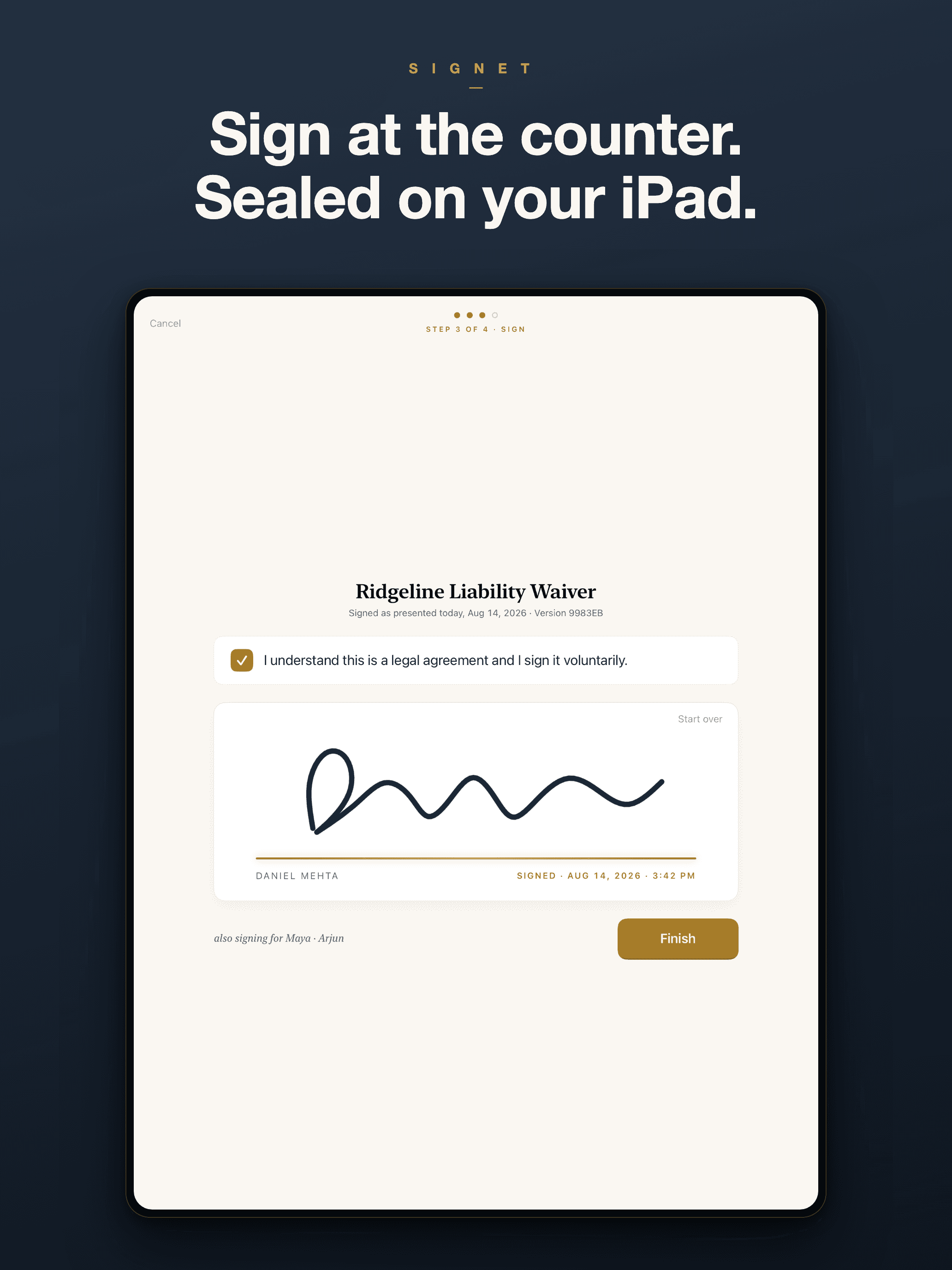 Signet app shown on iPhone