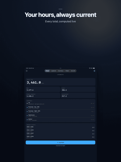 Logbook app screenshot