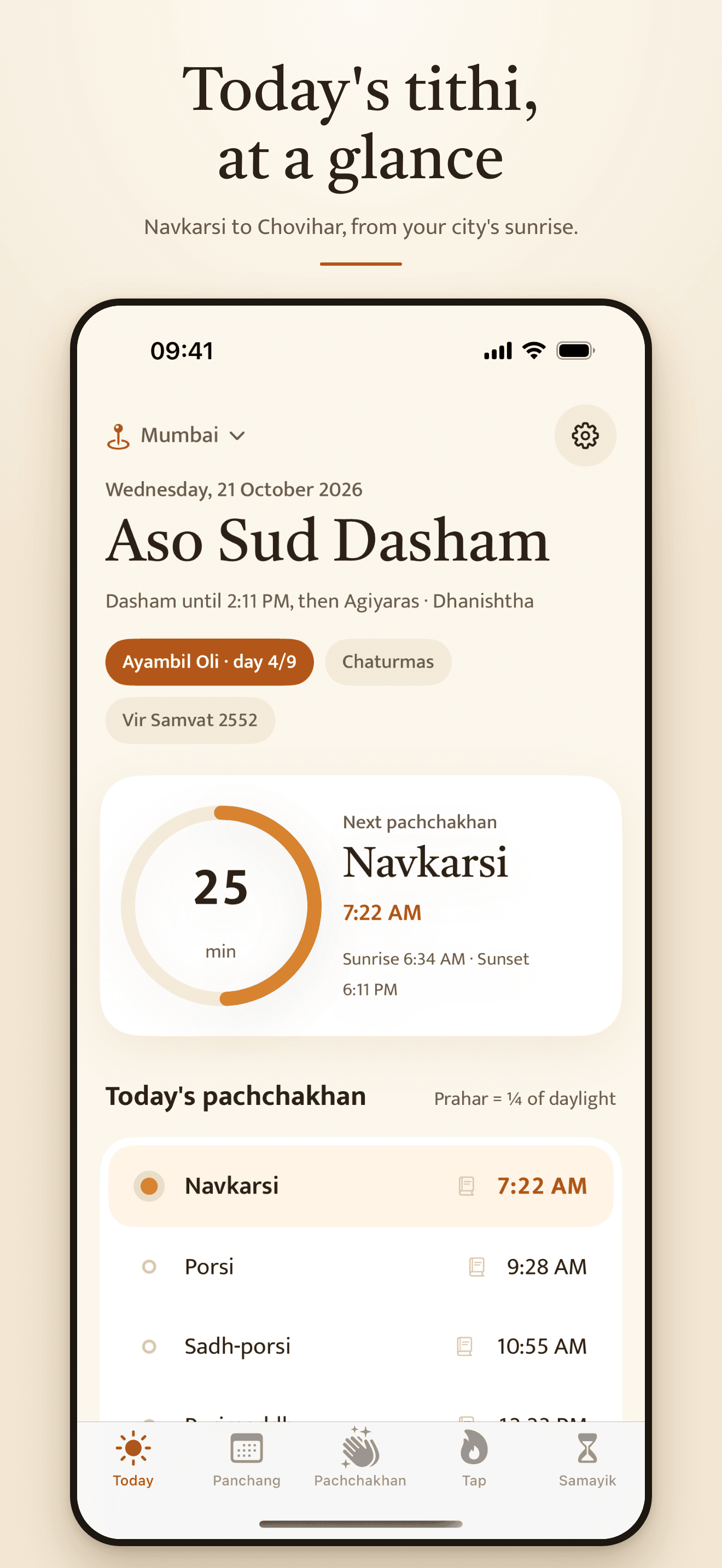 Tithi app shown on iPhone